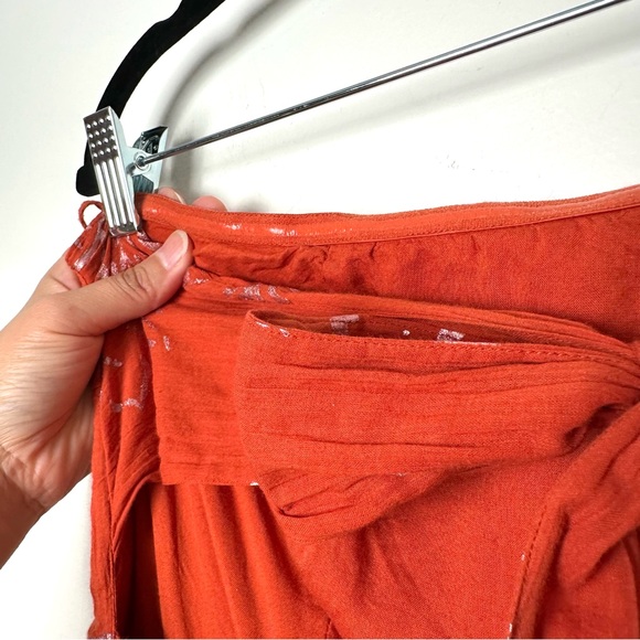 Free People Baja Babe Copper Boho Gilded Floral Crinkle Strapless Maxi Dress - Picture 11 of 12